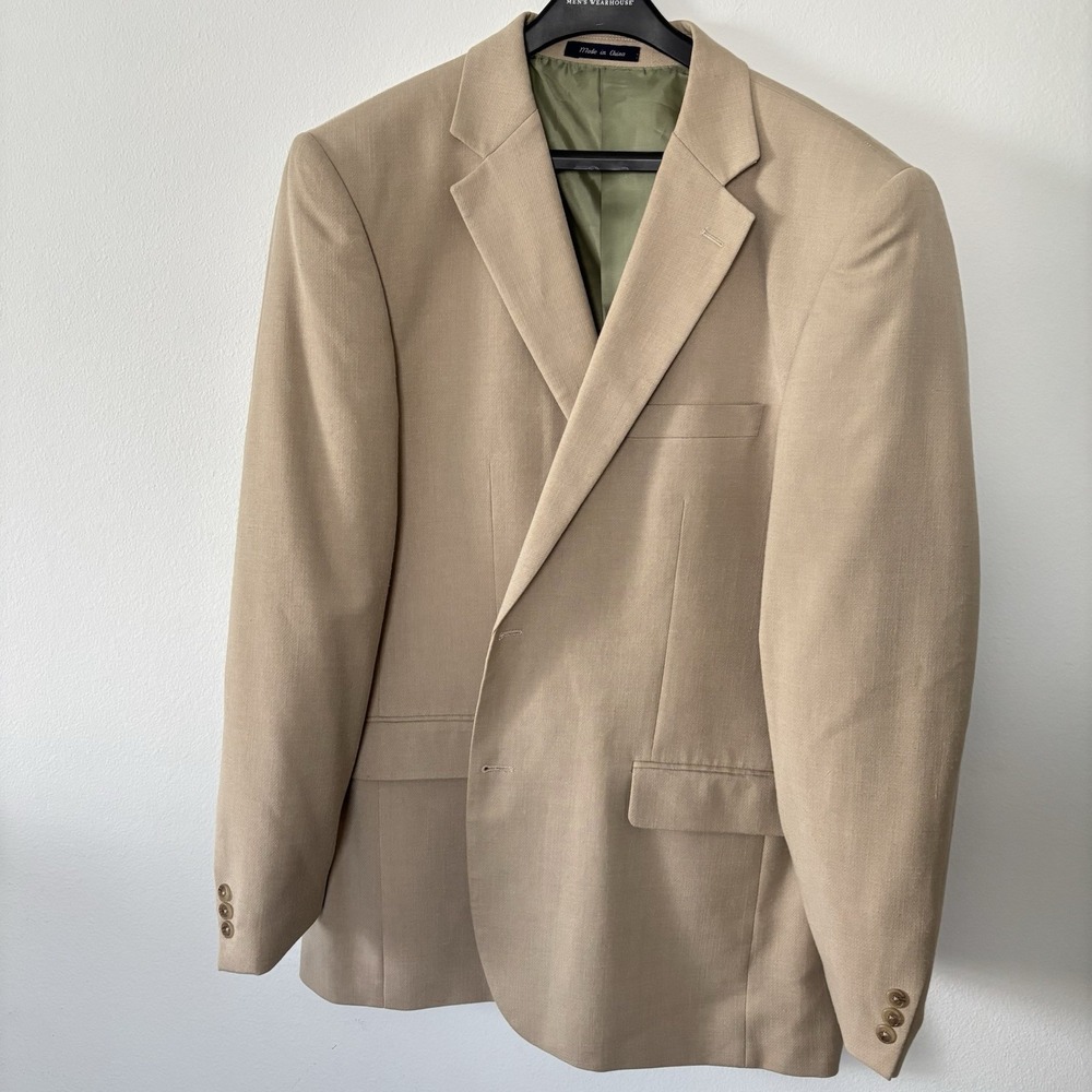 Alan Flusser Men's Sport Coat Blazer Beige‎ Two Button Classic Casual 46L